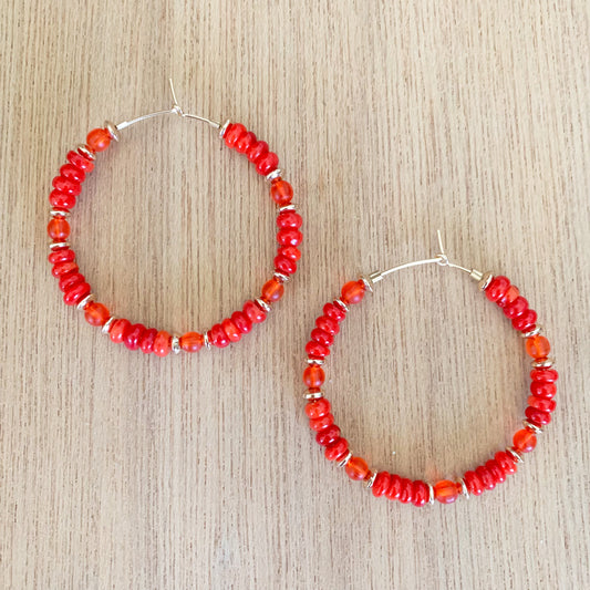 Coral Red Hoops