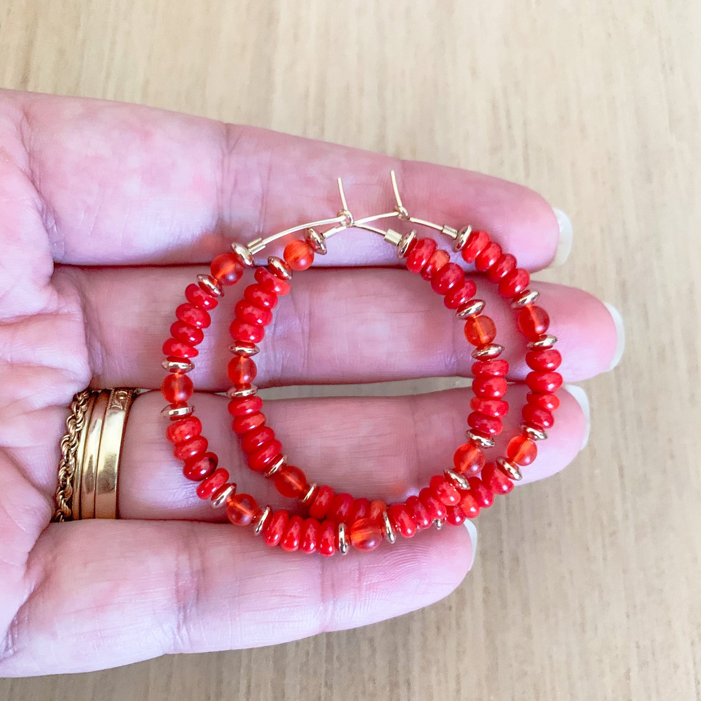 Coral Red Hoops