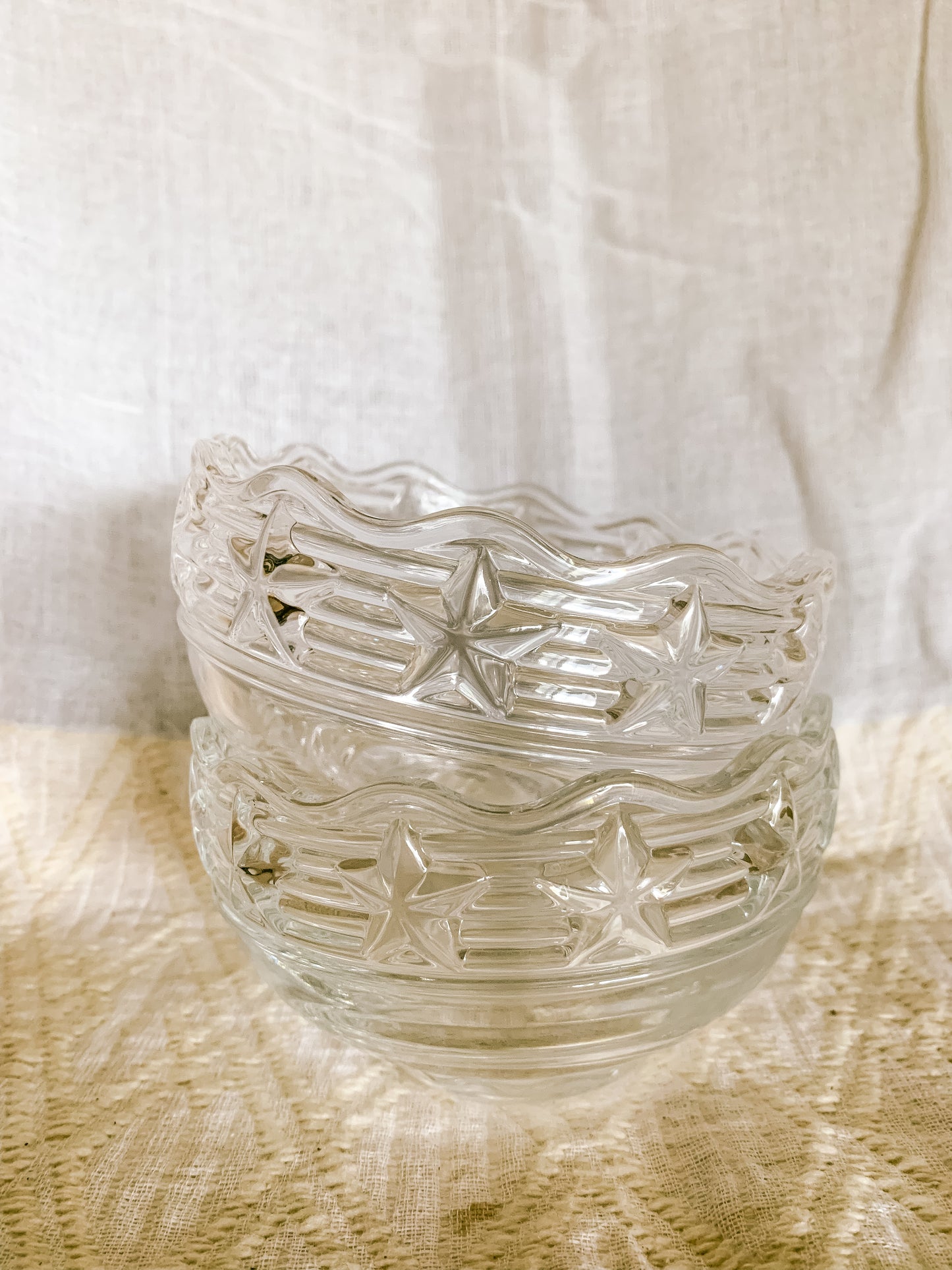 Vintage Tiffany & Co Stars Scalloped Crystal Bowl