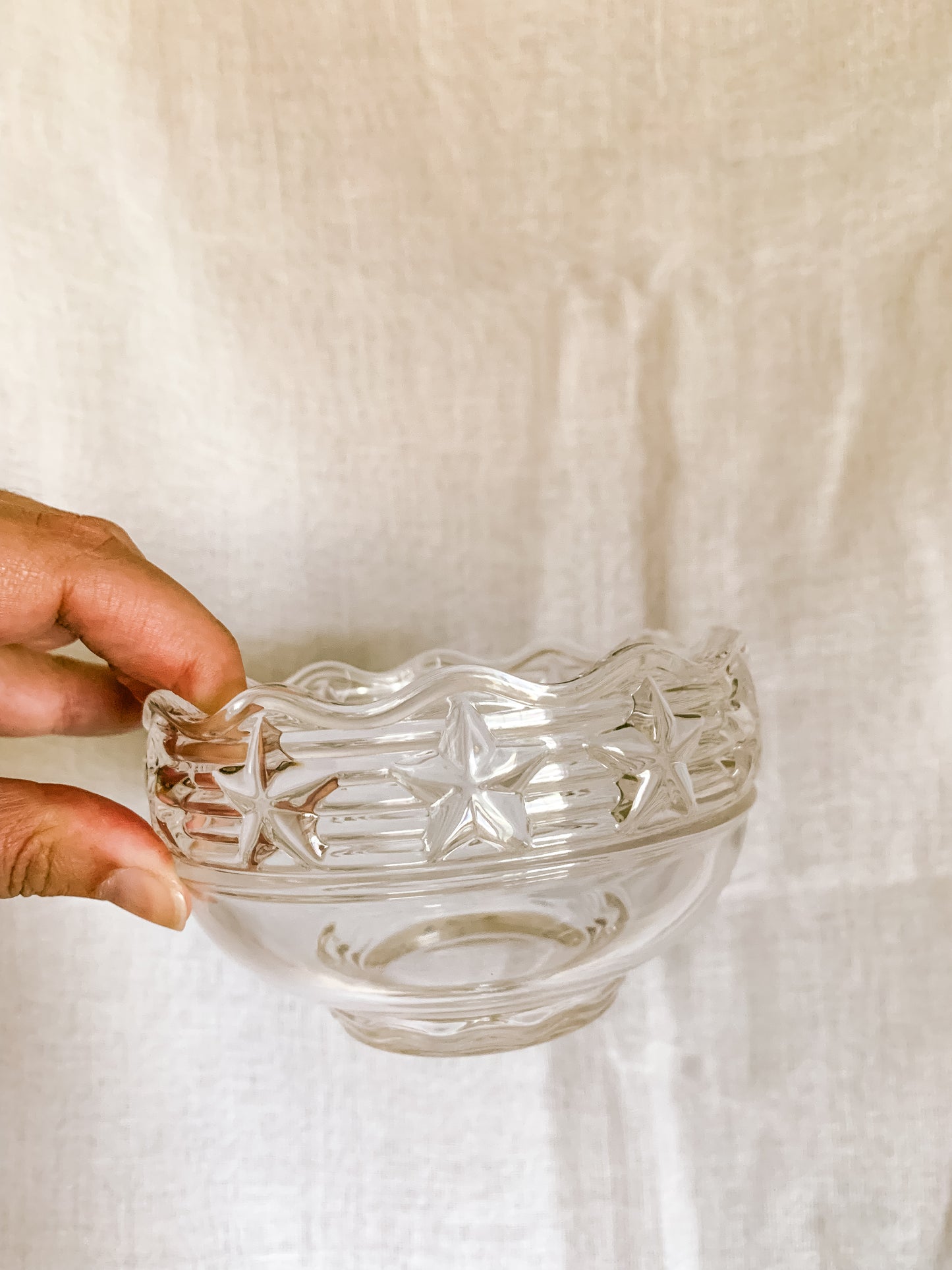 Vintage Tiffany & Co Stars Scalloped Crystal Bowl