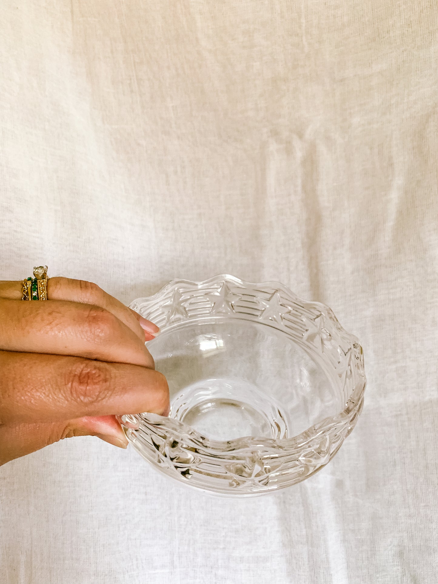 Vintage Tiffany & Co Stars Scalloped Crystal Bowl