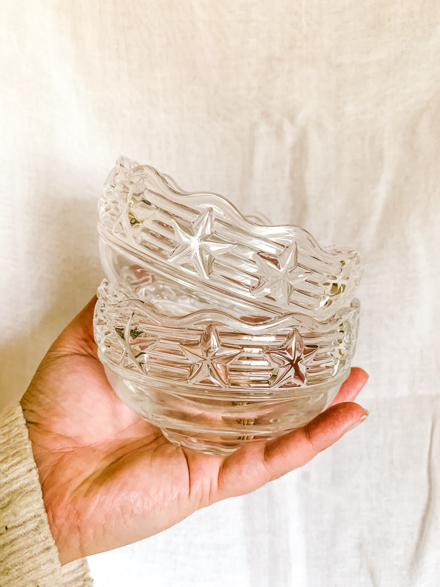 Vintage Tiffany & Co Stars Scalloped Crystal Bowl