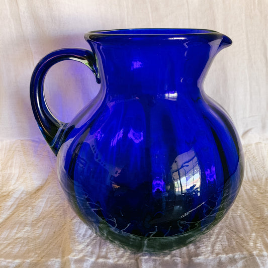 Large Cobalt Blown glass pitcher