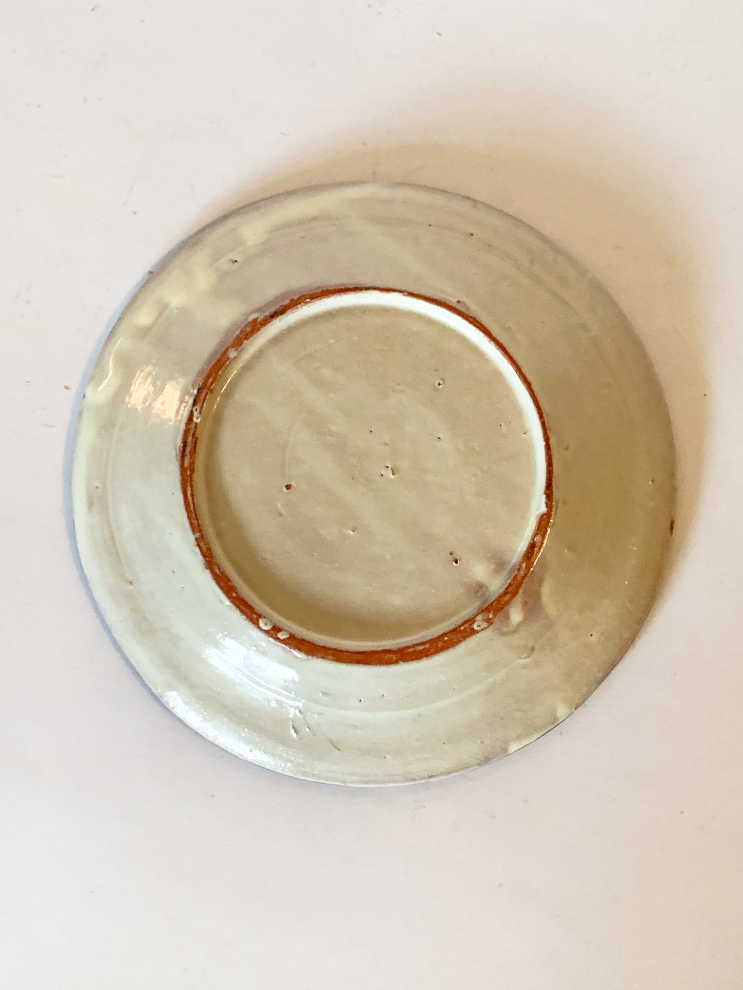 Vintage Mexican Blue Bordered Terracotta Plate