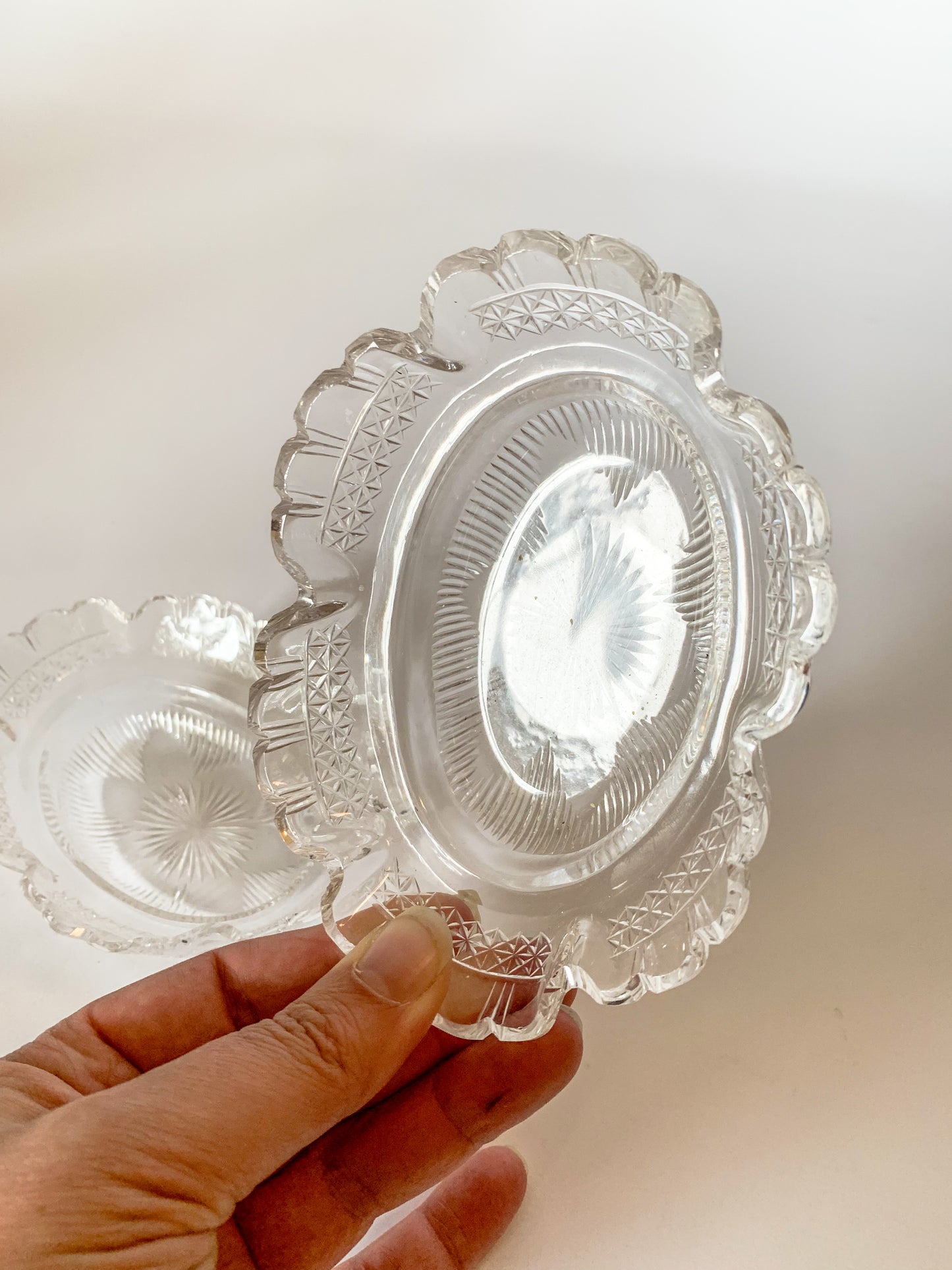 Antique Etched Cooper Bros Silver Plate Relish Caddy with Crystal Inserts
