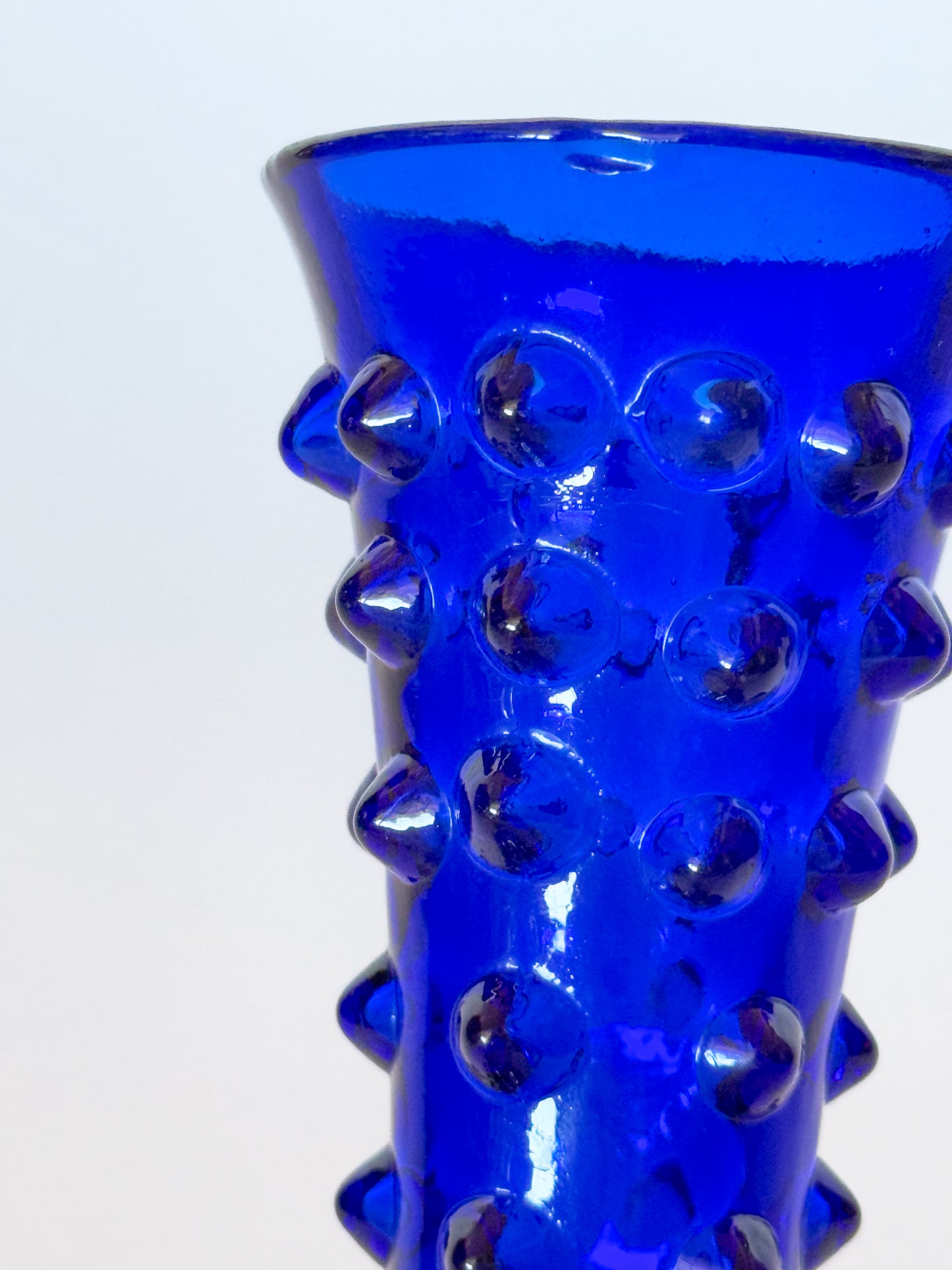 Vintage Cobalt Hobnail Spiky Bud Vase
