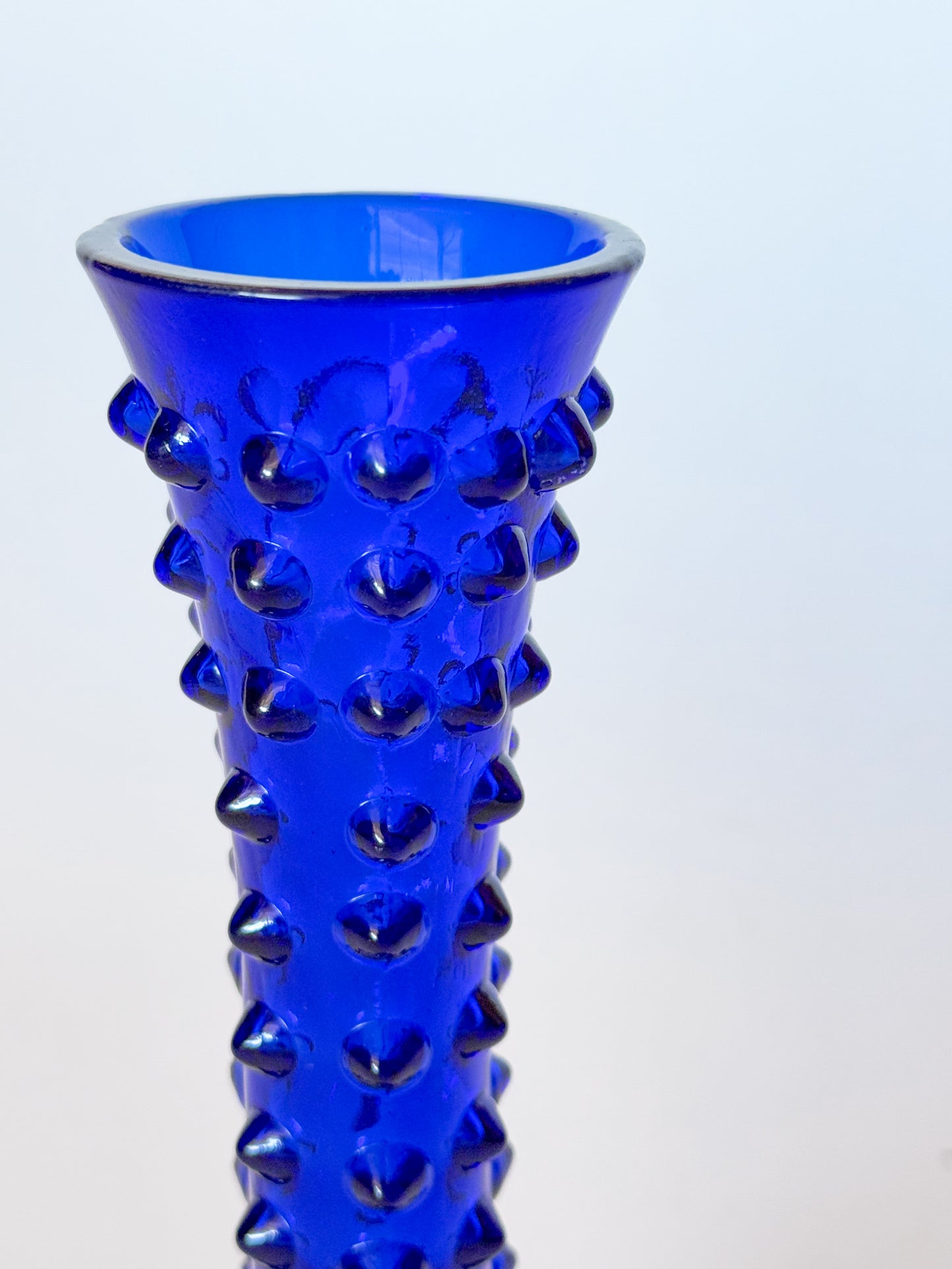 Vintage Cobalt Hobnail Spiky Bud Vase