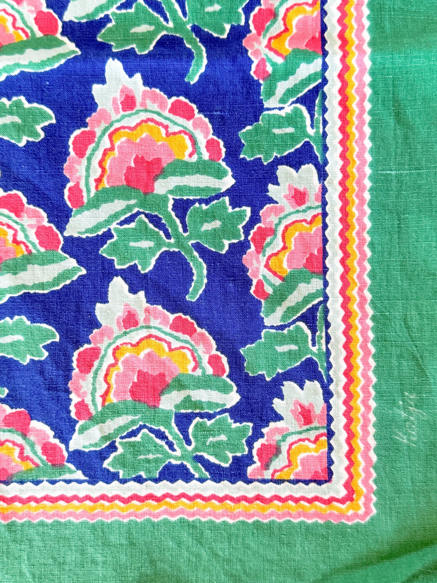 Vintage Floral Block Print Cloth Napkins, Set of 8