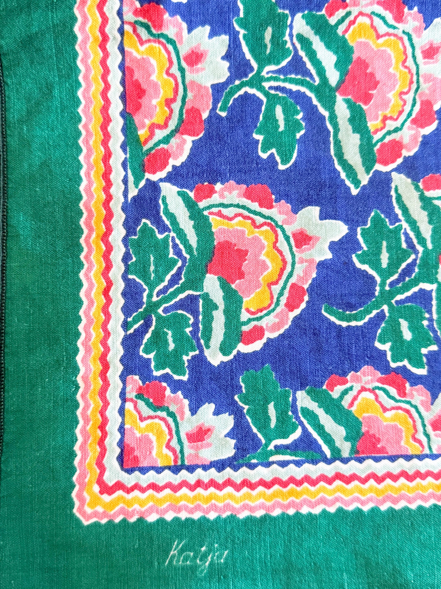 Vintage Floral Block Print Cloth Napkins, Set of 8