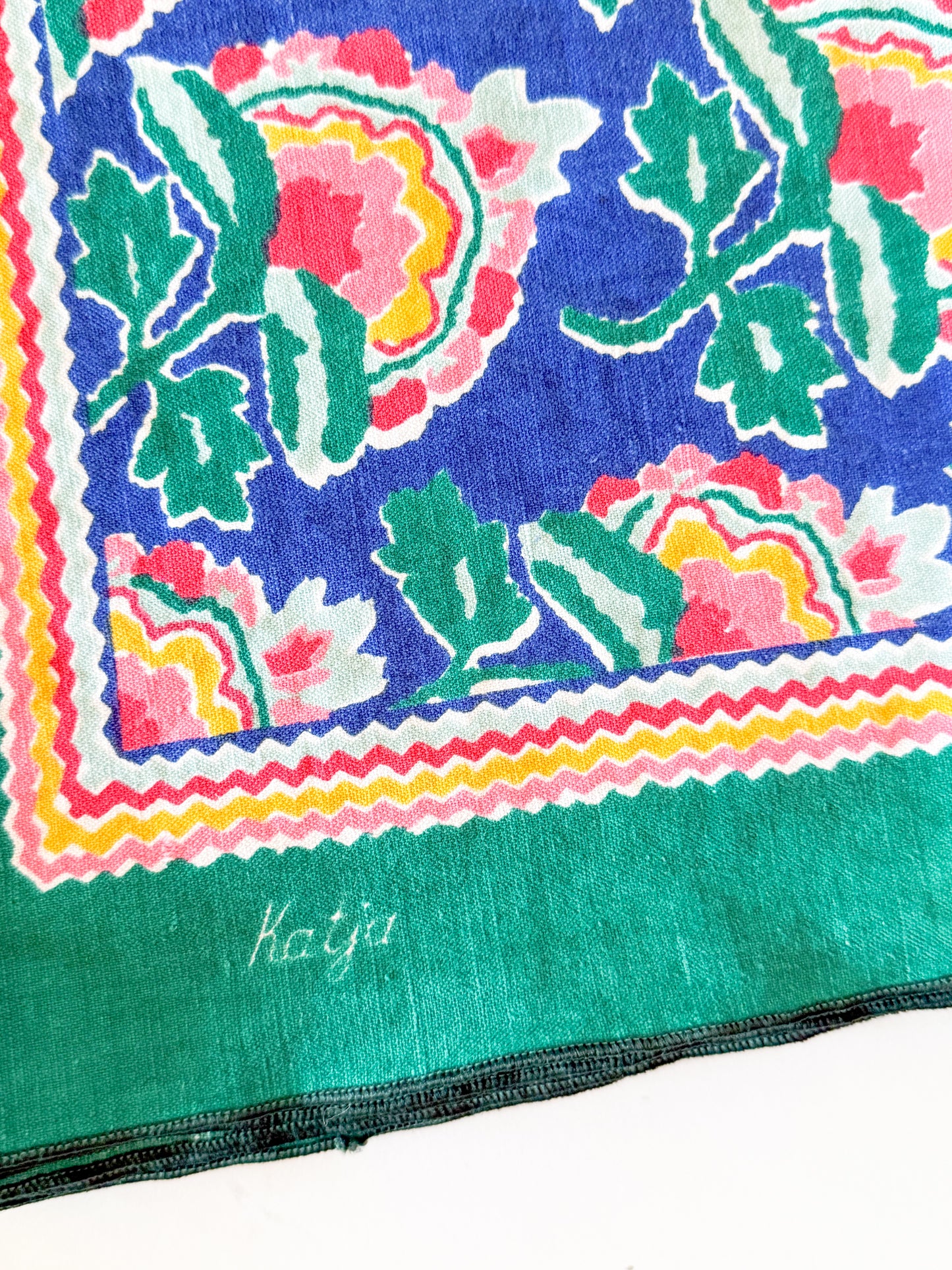 Vintage Floral Block Print Cloth Napkins, Set of 8