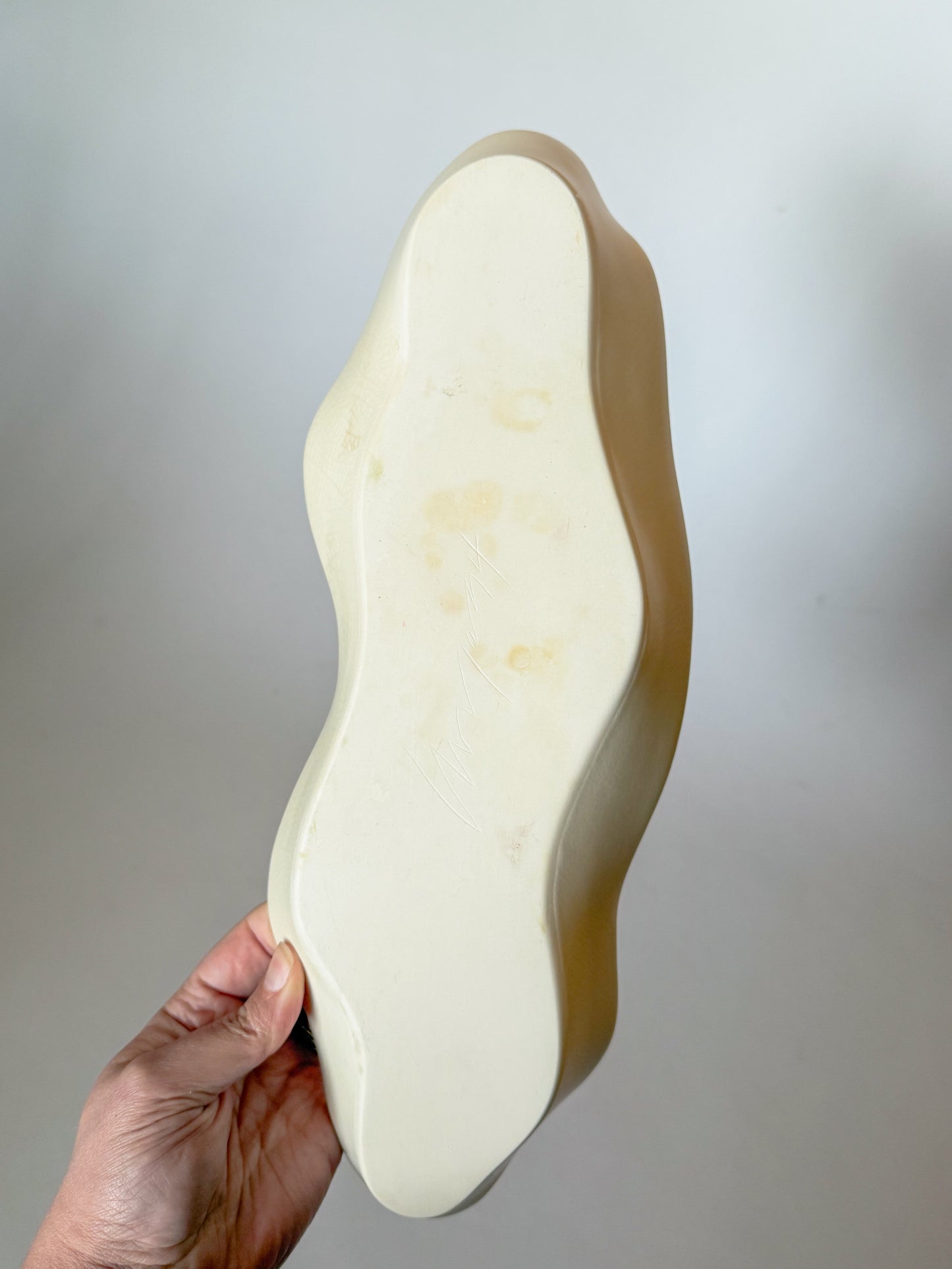 Vintage Squiggle Studio Pottery Dish with Gilt Detail