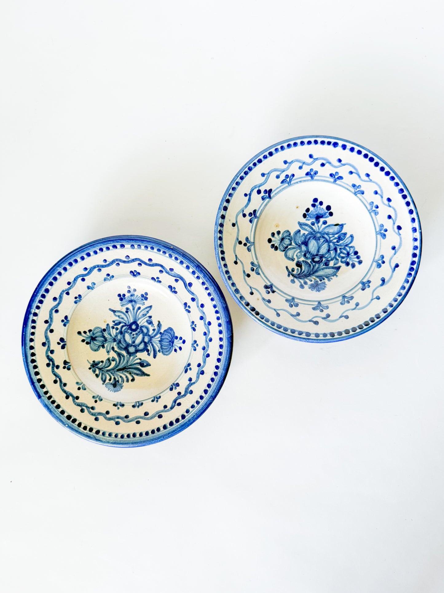 Vintage Blue and White Floral Majolica Plate, Made in Czechoslovakia (Plate 2)