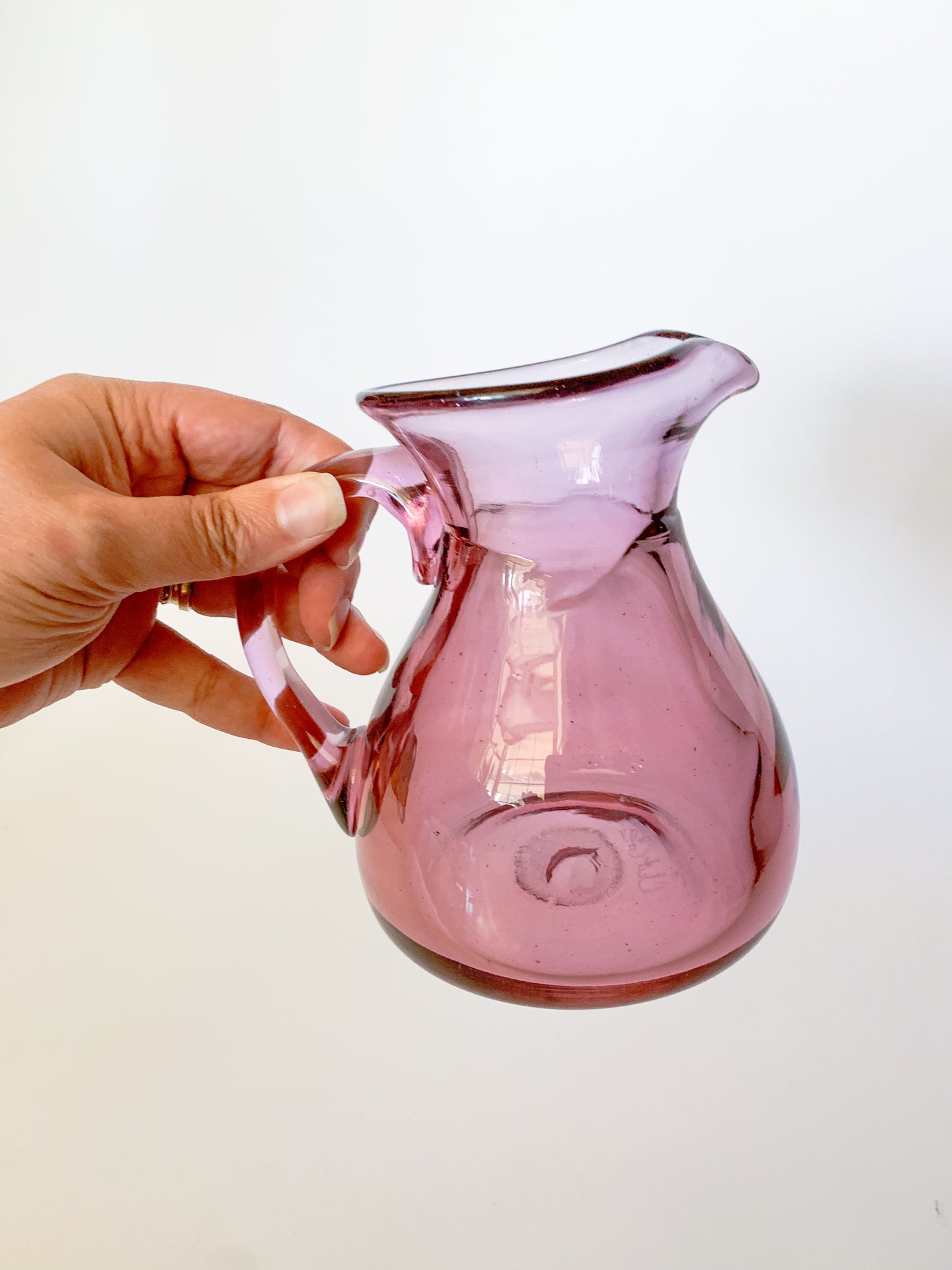 1970s Chet Cole Signed Amethyst Blown Art Glass Pitcher