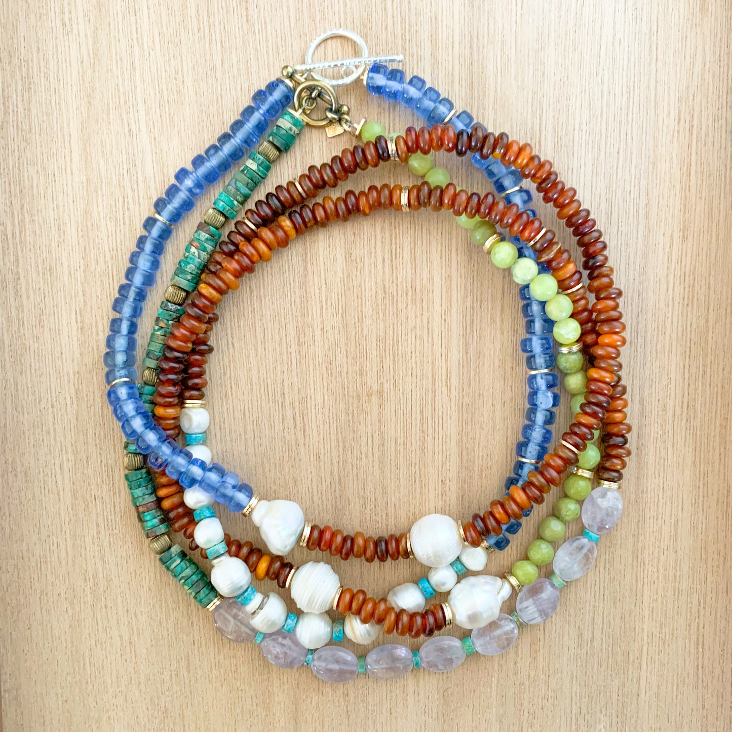 Baroque Pearlies: Blue and Rust Necklace