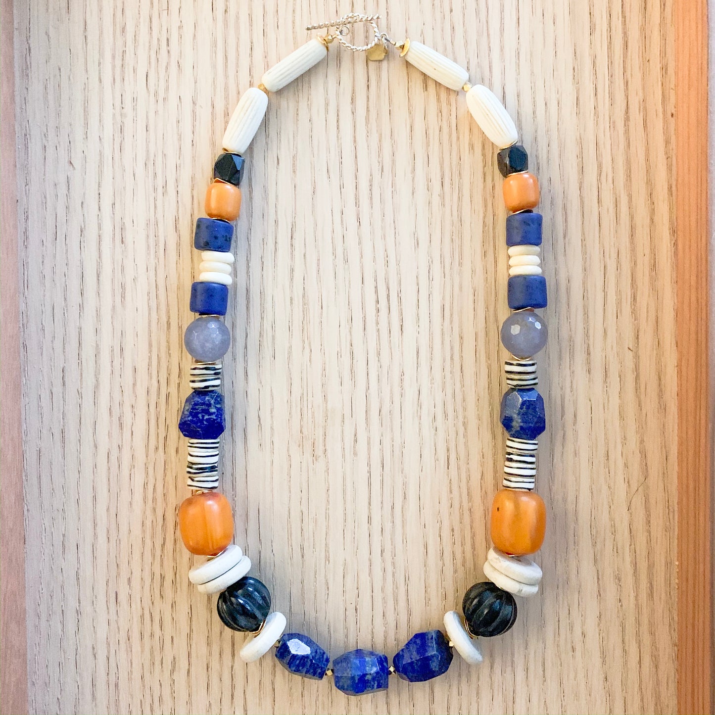 Blue and Amber Statement Necklace