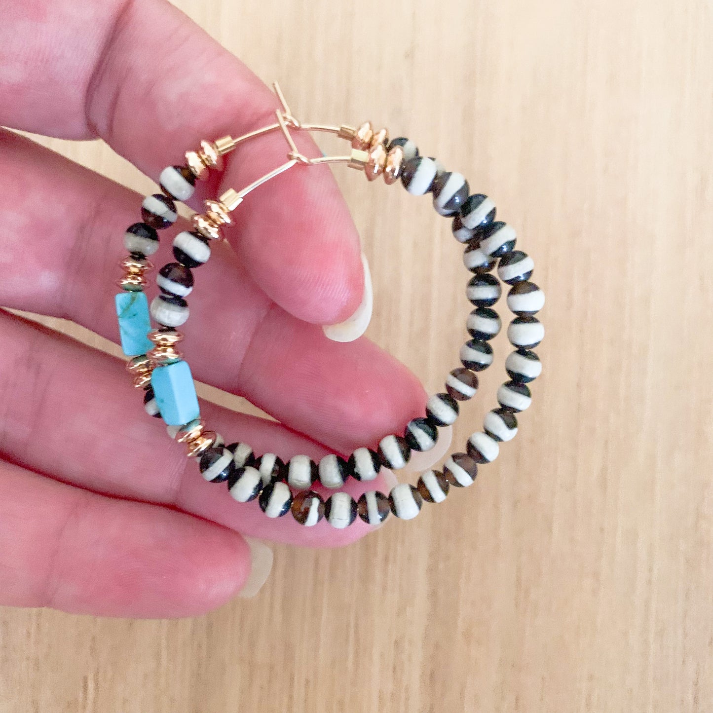 Turquoise Zebra Hoops