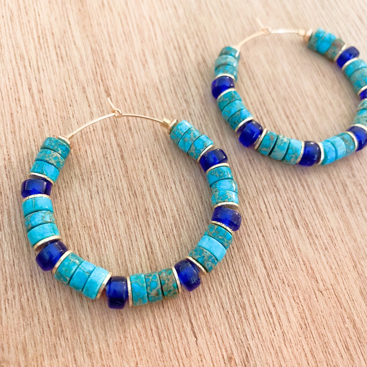 Turquoise and Cobalt Hoops