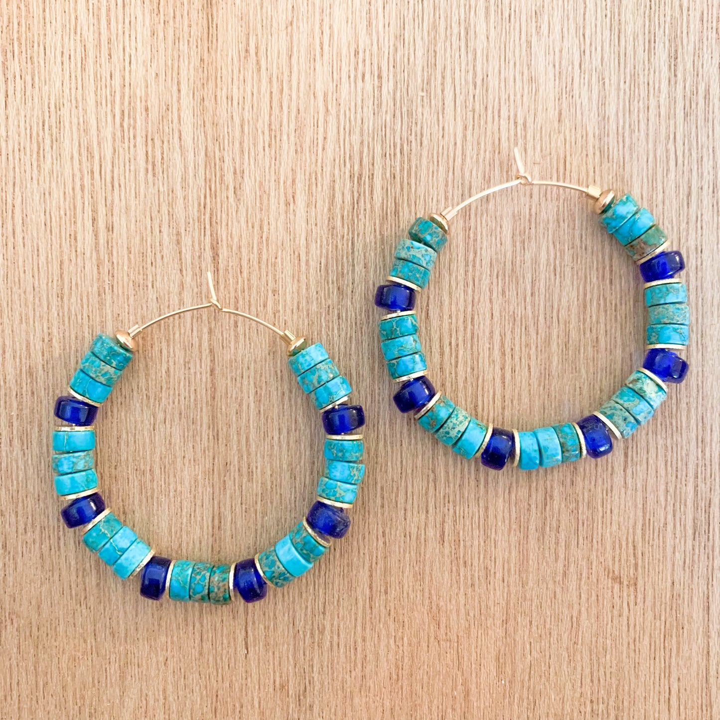 Turquoise and Cobalt Hoops