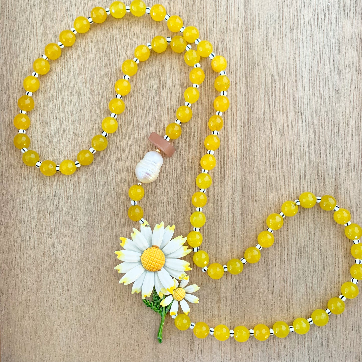 Baroque Pearlies: Yellow Daisies Necklace