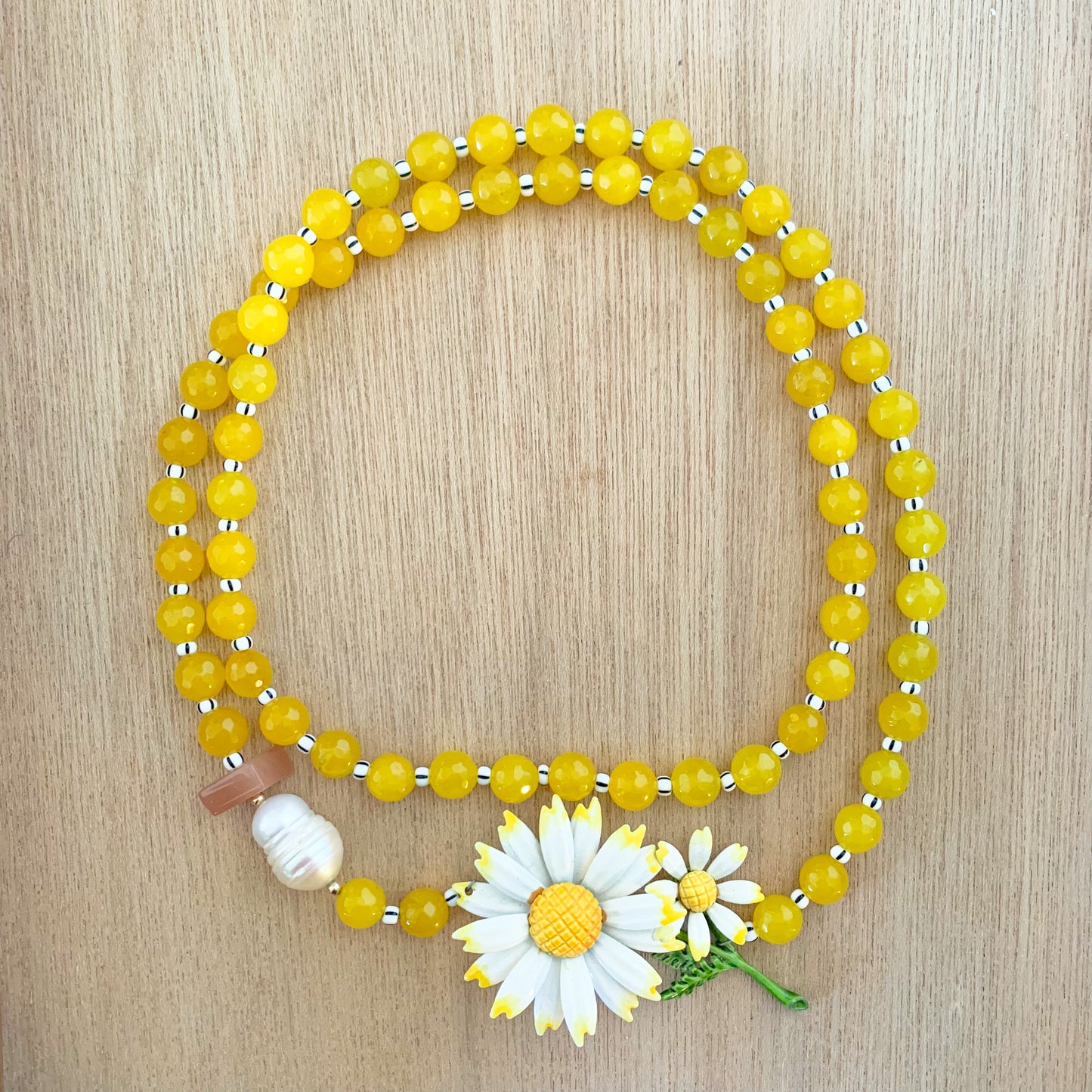 Baroque Pearlies: Yellow Daisies Necklace