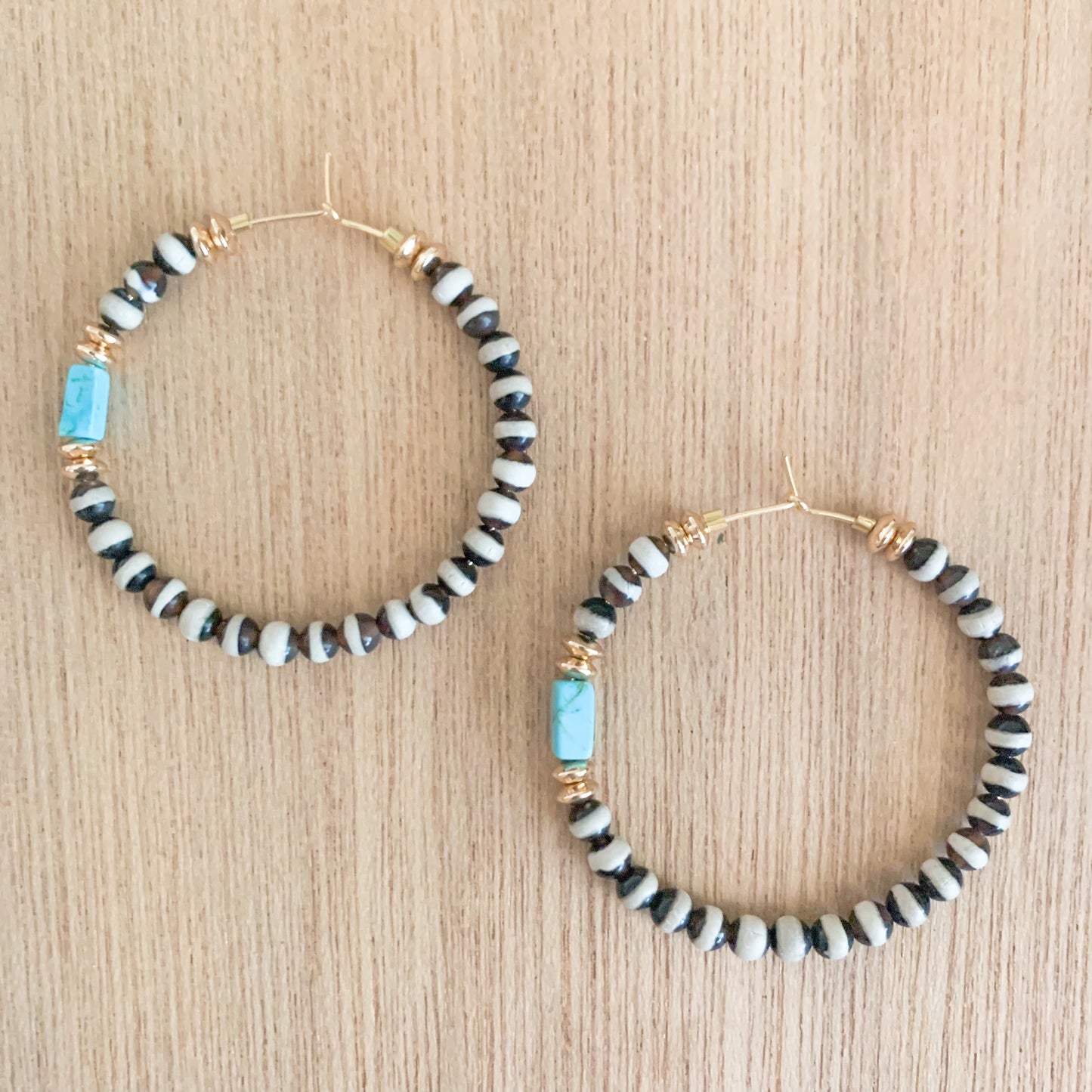 Turquoise Zebra Hoops