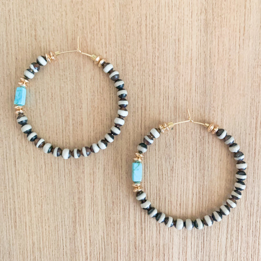 Turquoise Zebra Hoops