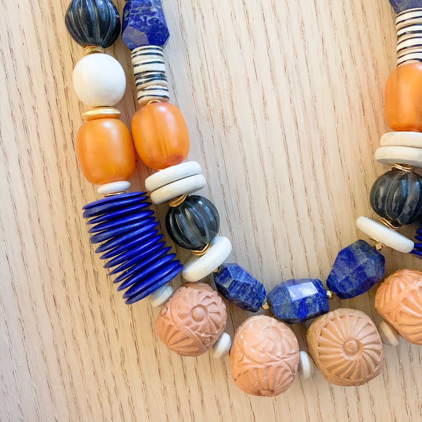 Blue and Amber Statement Necklace