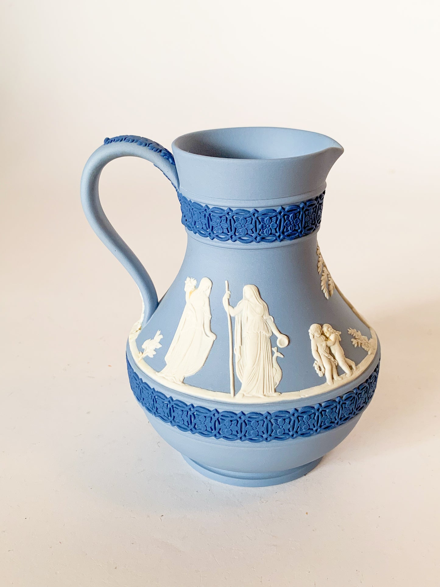 Rare 1980s Tricolor Wedgwood Jasperware Pitcher