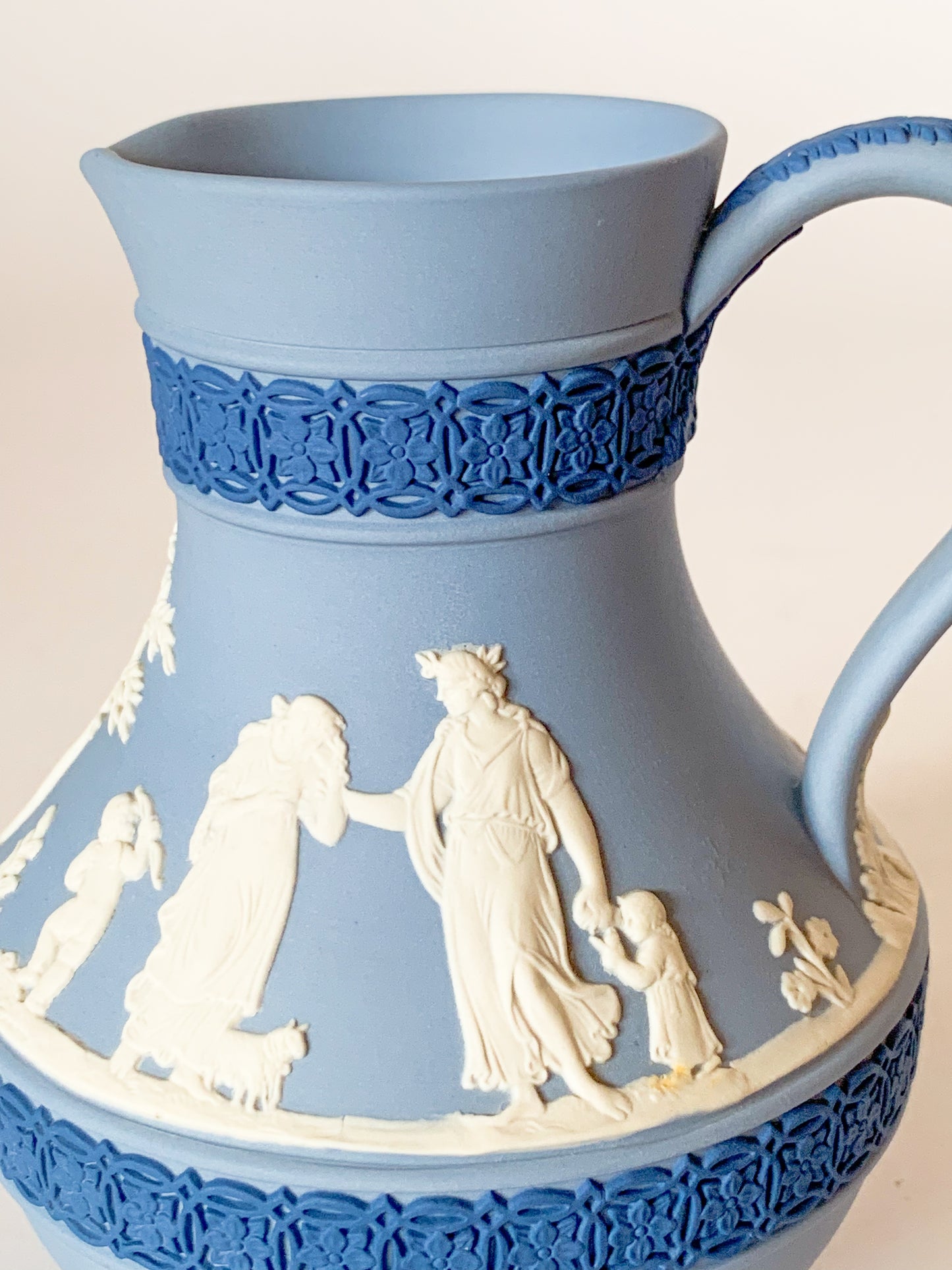 Rare 1980s Tricolor Wedgwood Jasperware Pitcher