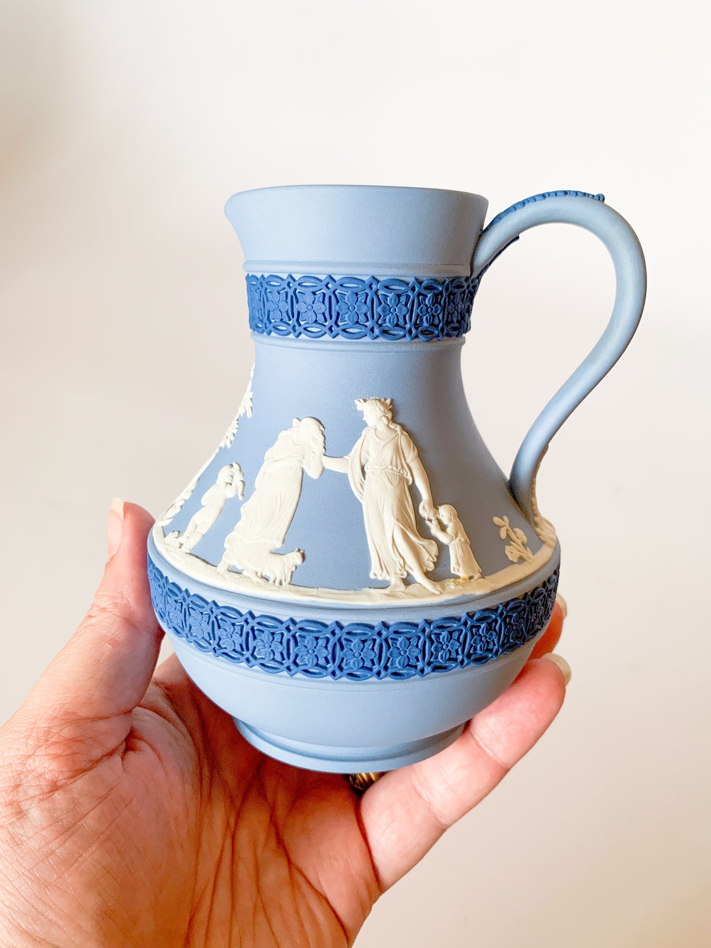 Rare 1980s Tricolor Wedgwood Jasperware Pitcher