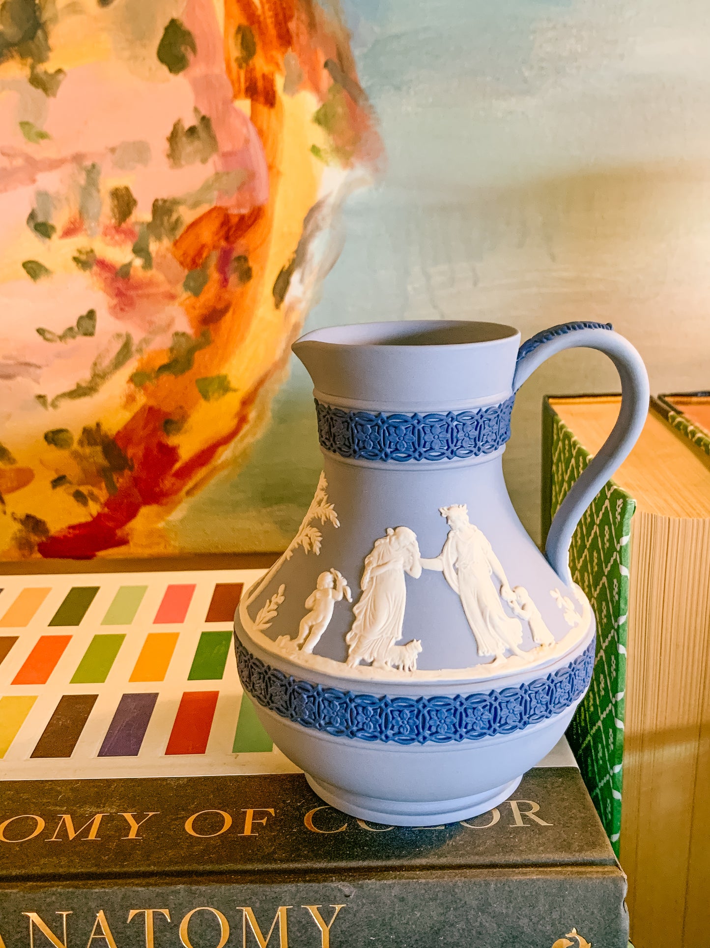 Rare 1980s Tricolor Wedgwood Jasperware Pitcher