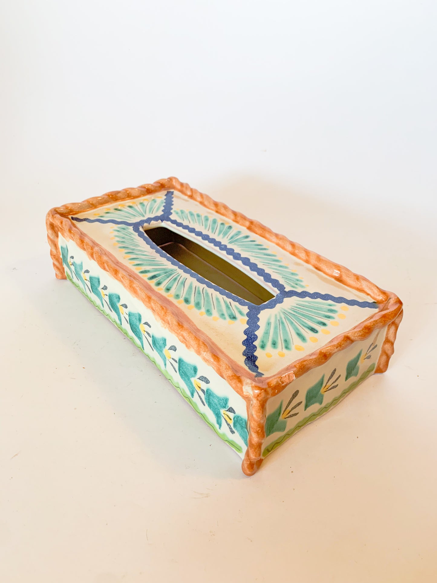 Vintage Gorky Gonzalez Hand Painted Pottery Tissue Cover