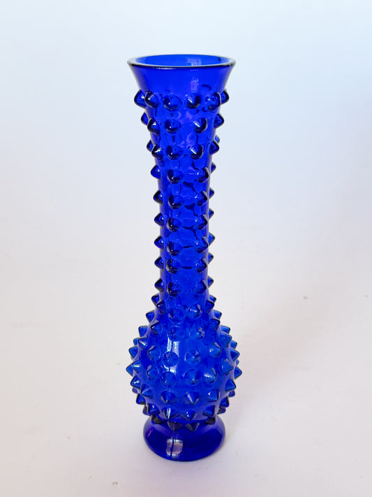 Vintage Cobalt Hobnail Spiky Bud Vase