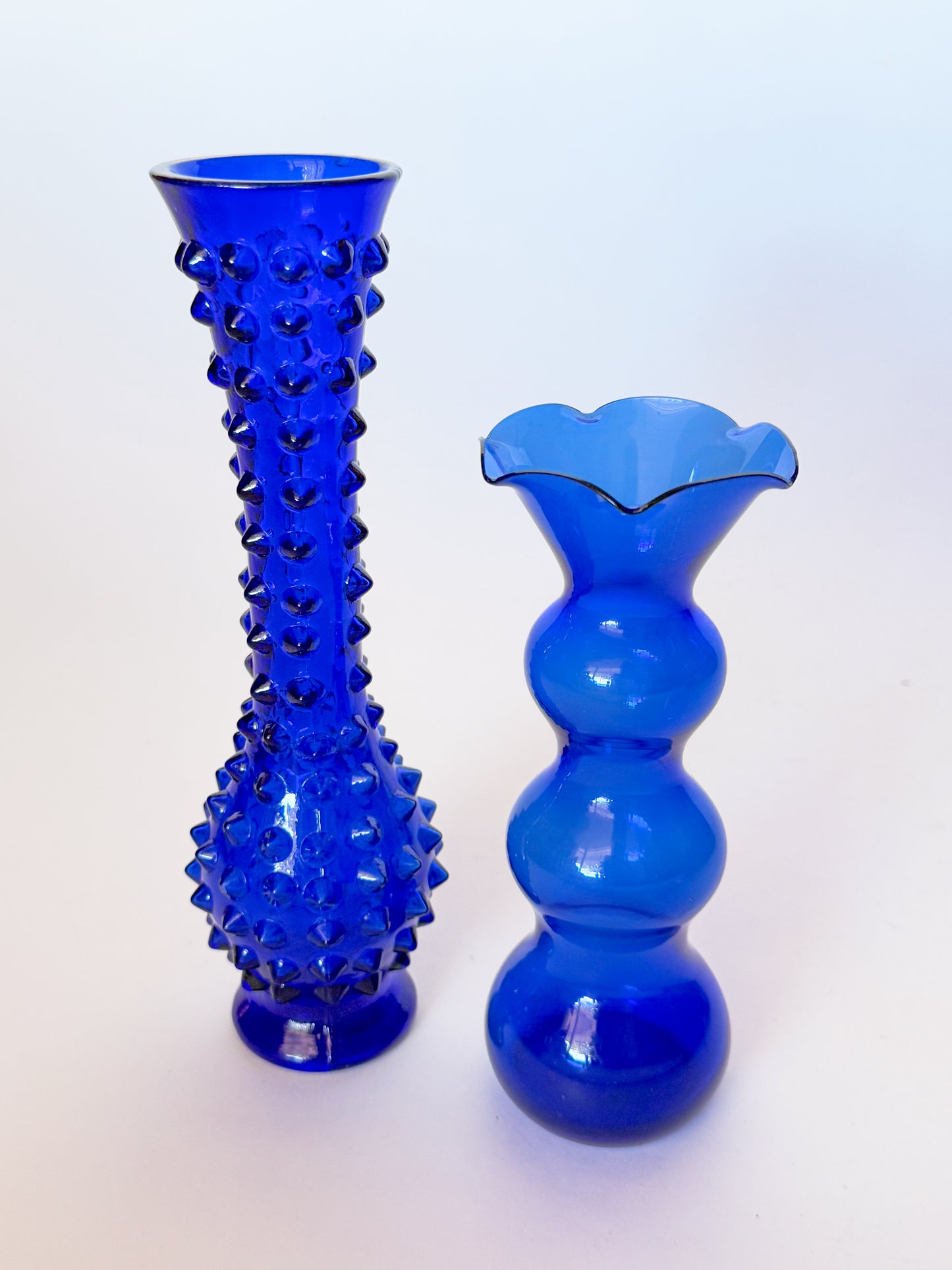 Vintage Cobalt Hobnail Spiky Bud Vase