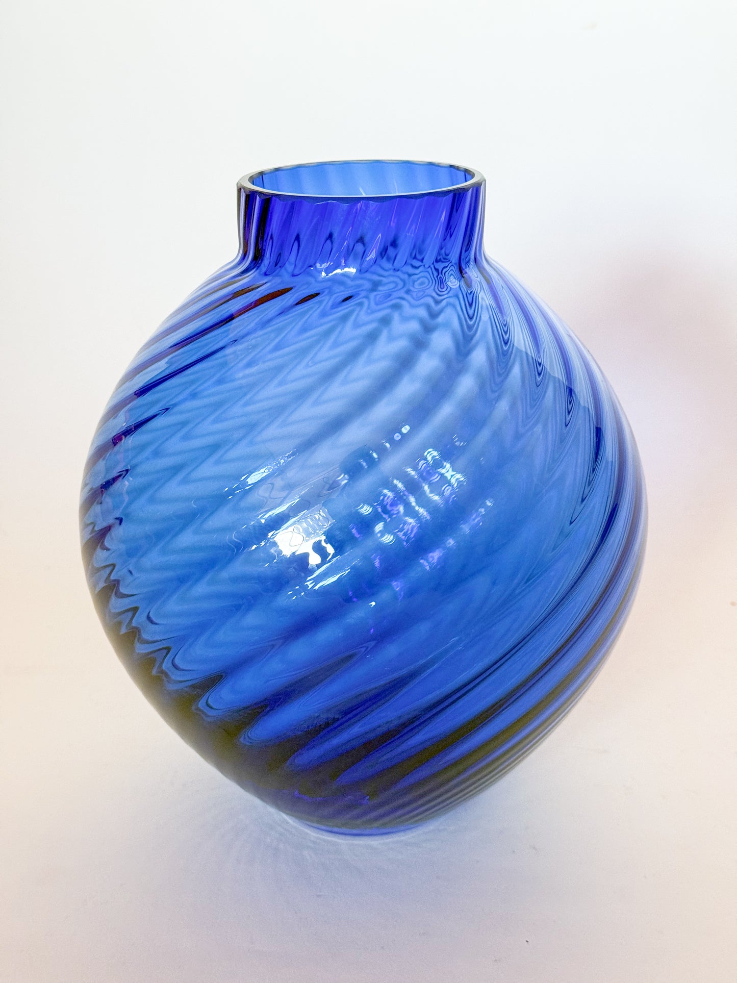 Vintage Tiffany & Co. Cobalt Blue Optic Blown Glass Vase, Signed