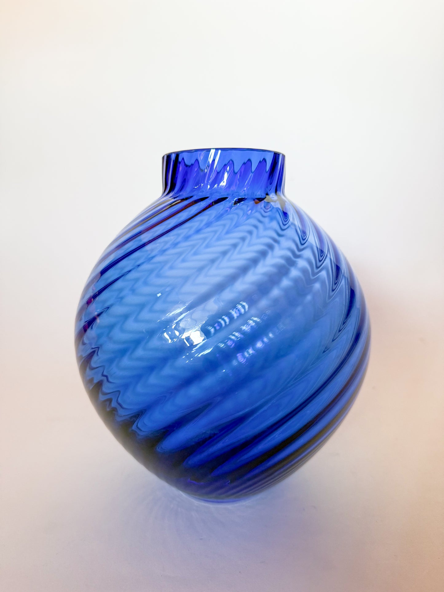 Vintage Tiffany & Co. Cobalt Blue Optic Blown Glass Vase, Signed