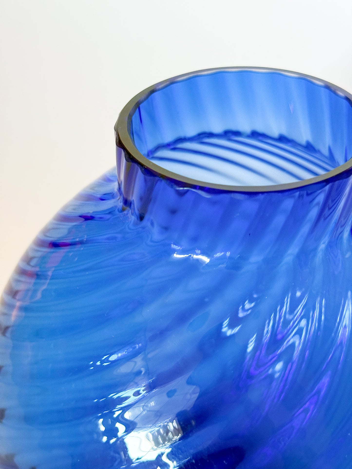 Vintage Tiffany & Co. Cobalt Blue Optic Blown Glass Vase, Signed