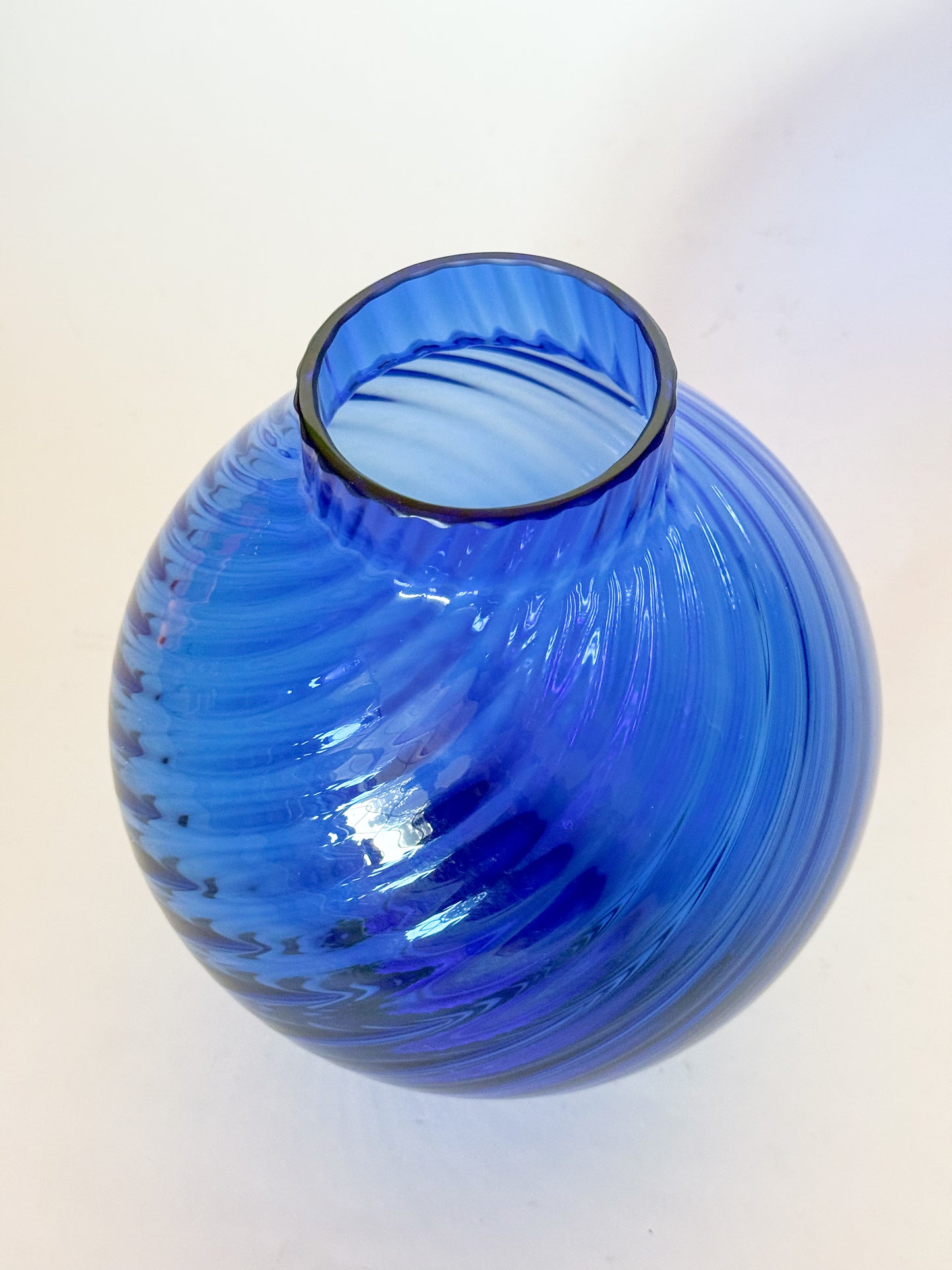 Vintage Tiffany & Co. Cobalt Blue Optic Blown Glass Vase, Signed