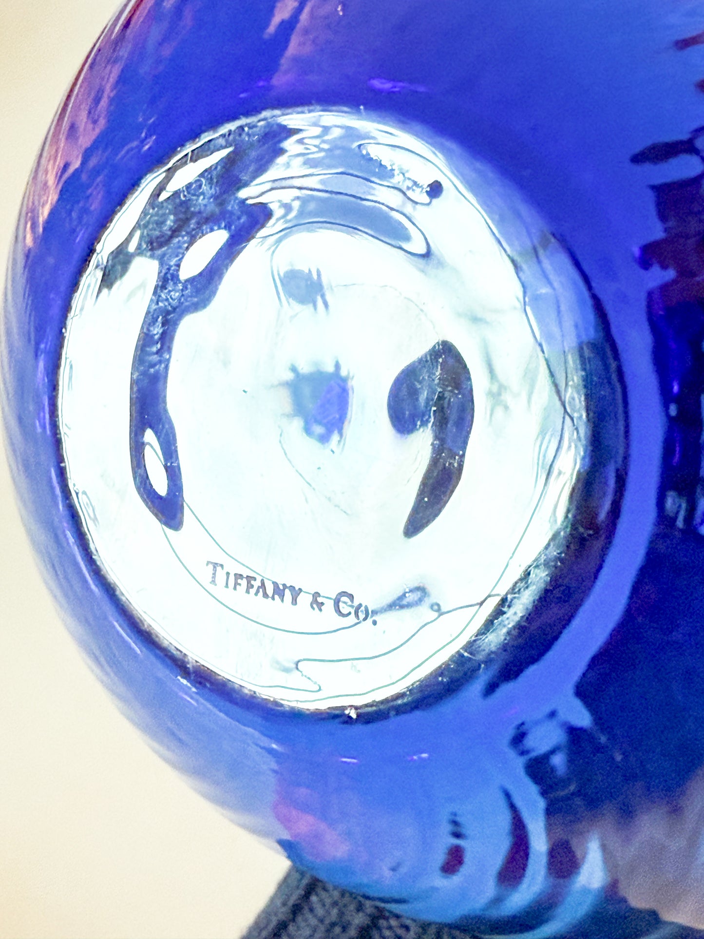 Vintage Tiffany & Co. Cobalt Blue Optic Blown Glass Vase, Signed