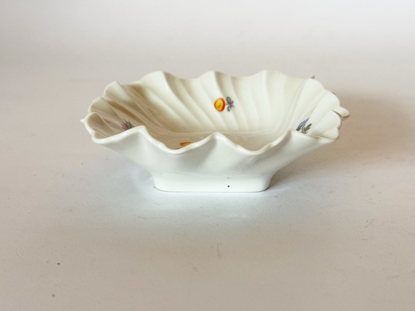 Vintage German Porcelain Ruffled Dish with flowers