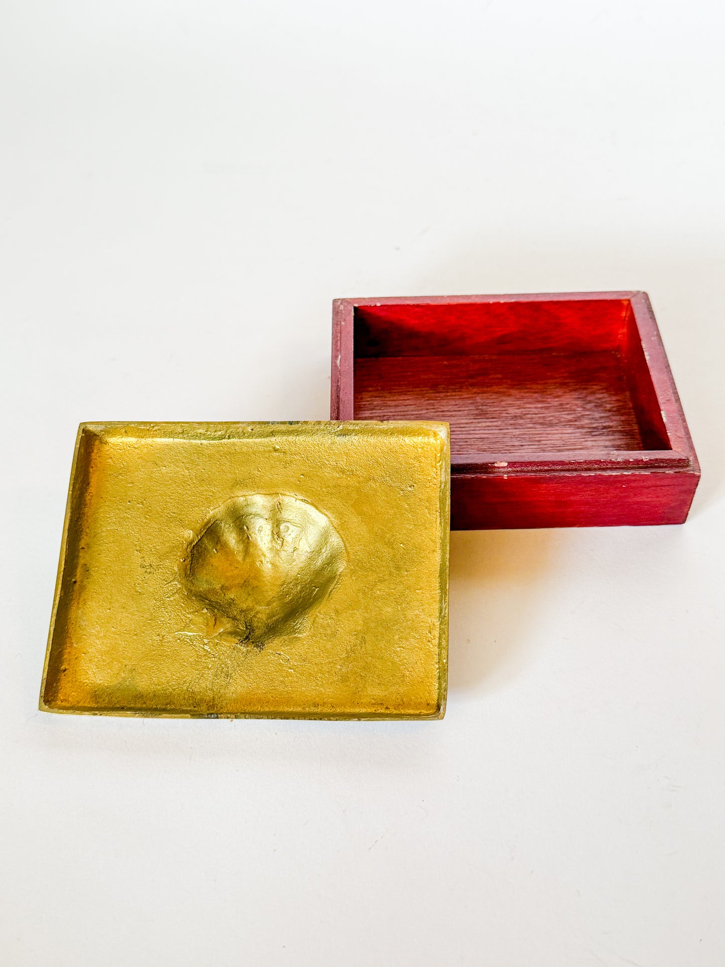 Vintage Brass Shell and Wood Box