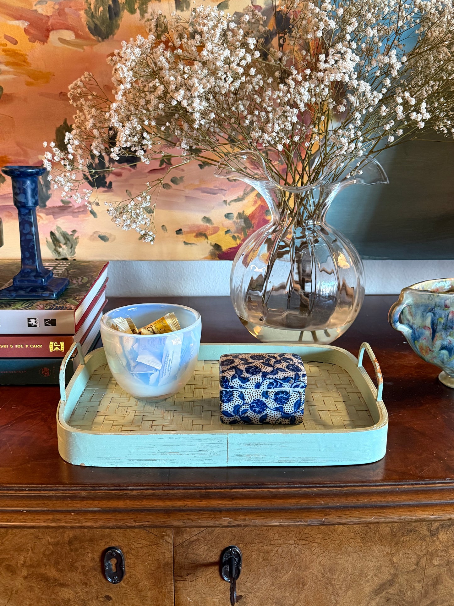 Vintage Japanese Blue and White Porcelain Box