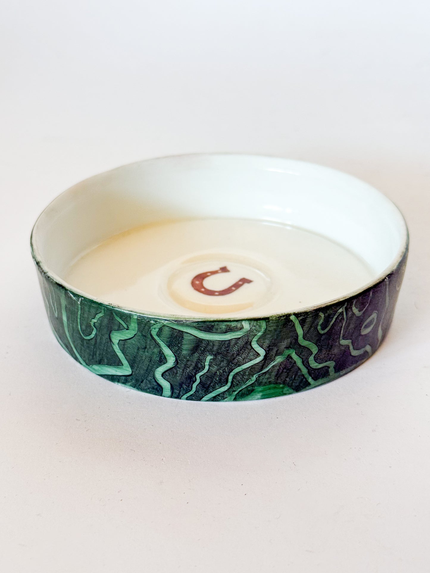 Horseshoe Marbled Hand Painted Porcelain Trinket Dish