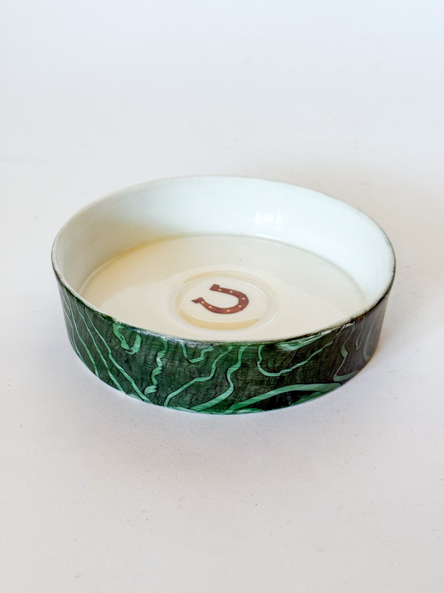 Horseshoe Marbled Hand Painted Porcelain Trinket Dish