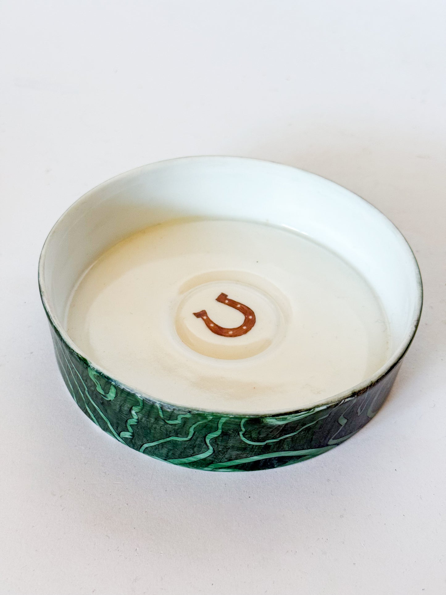 Horseshoe Marbled Hand Painted Porcelain Trinket Dish