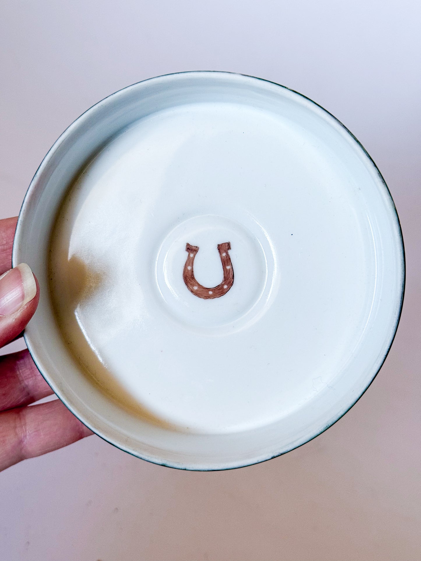 Horseshoe Marbled Hand Painted Porcelain Trinket Dish
