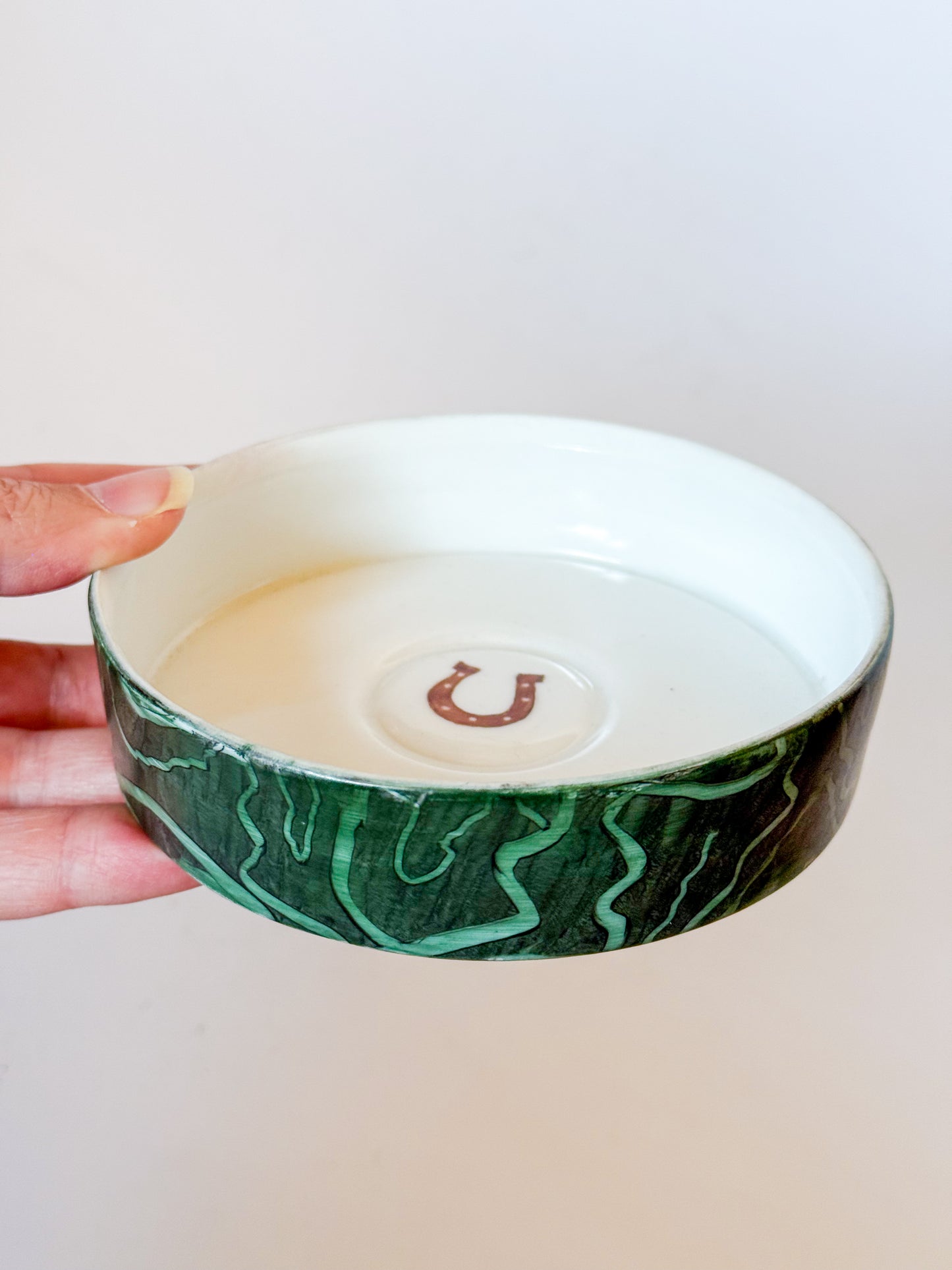Horseshoe Marbled Hand Painted Porcelain Trinket Dish