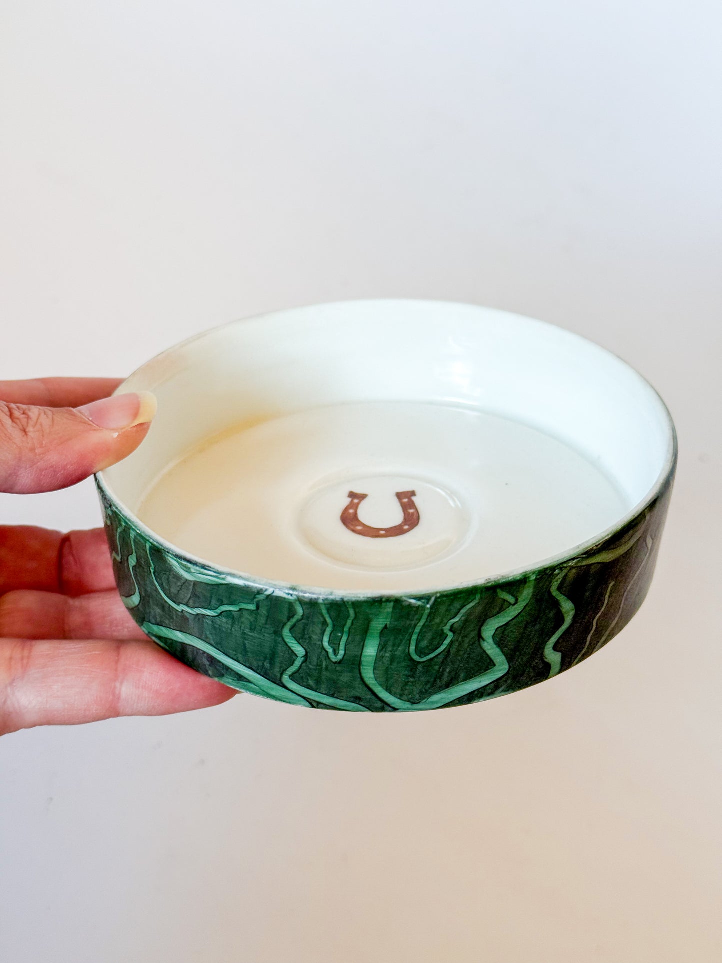 Horseshoe Marbled Hand Painted Porcelain Trinket Dish