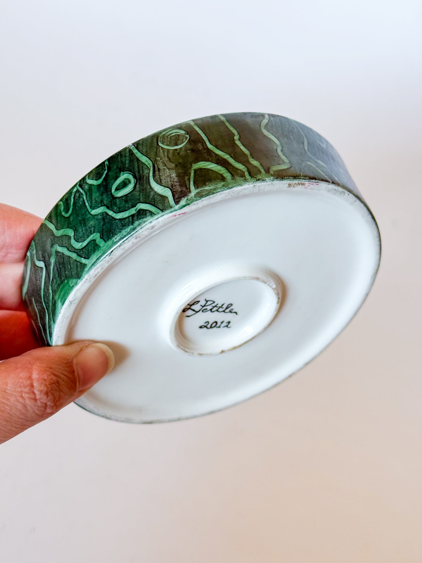 Horseshoe Marbled Hand Painted Porcelain Trinket Dish