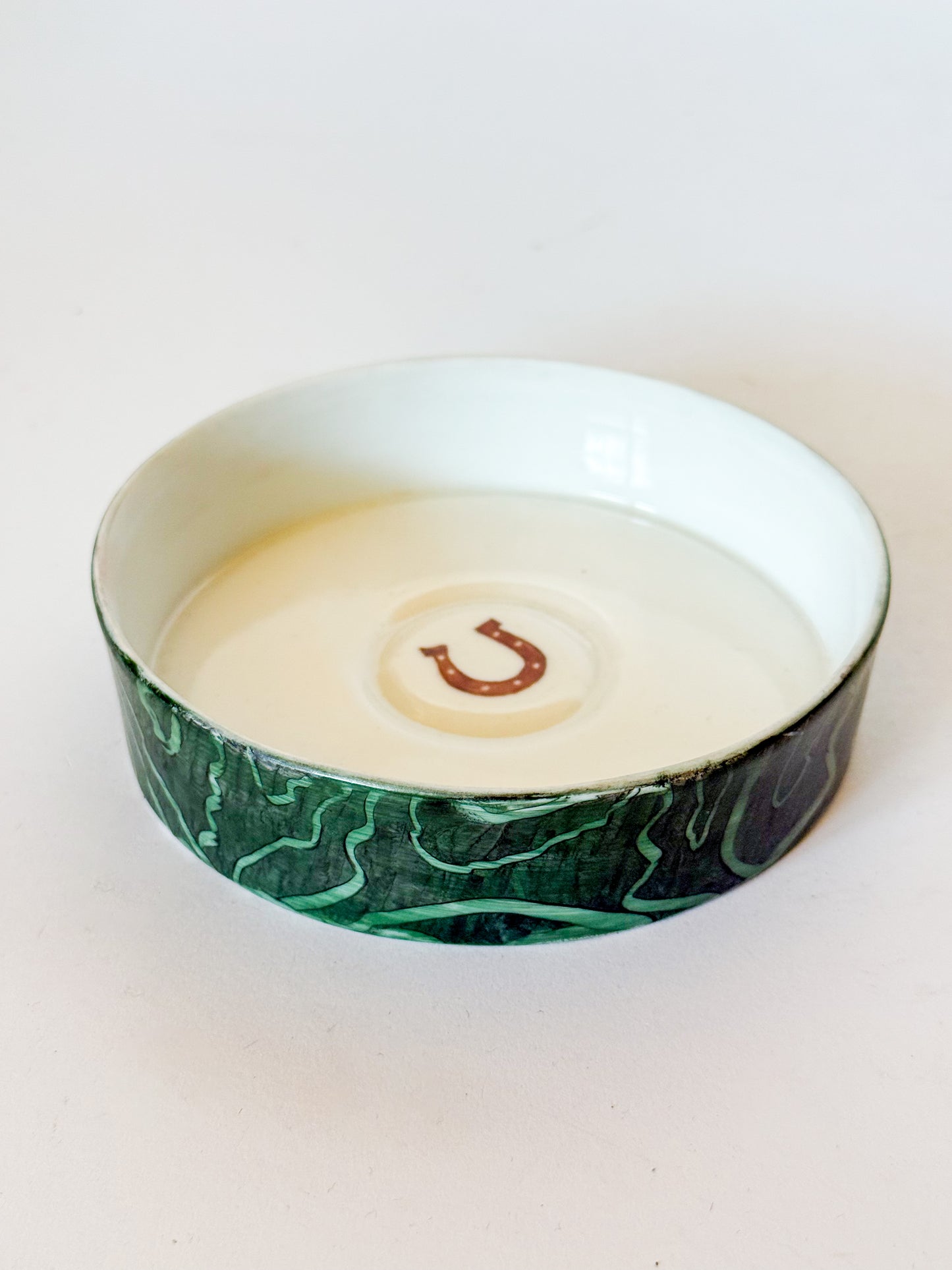 Horseshoe Marbled Hand Painted Porcelain Trinket Dish